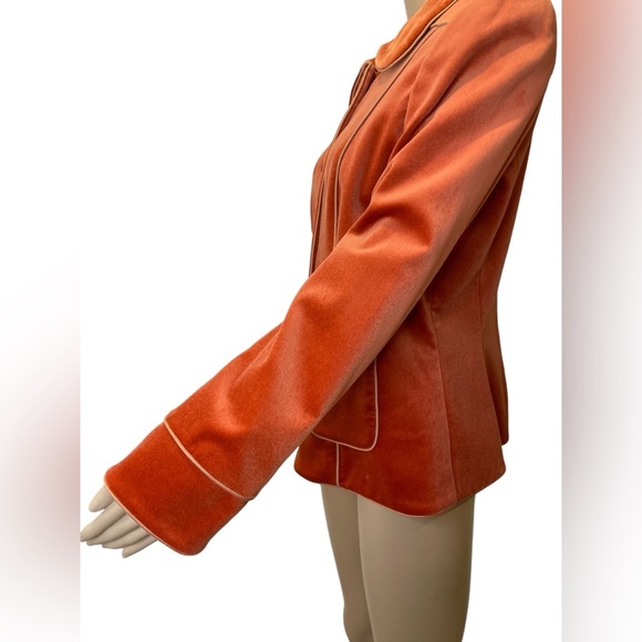 Ellen Tracy Women's burn Orange Velvet Jacket size petite 12 - Picture 5 of 6